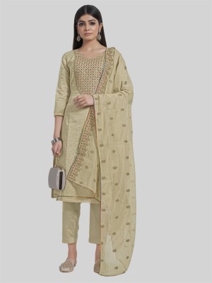 Tavas Chanderi Embroidered Salwar Suit Material