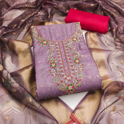 manvaa Jacquard Embellished Salwar Suit Material