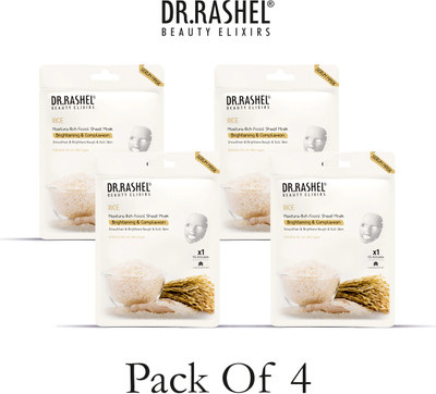 DR.RASHEL RICE SHEET MASK WITH SERUM THAT BRIGHTENS & COMPLEXION OF SKIN (PACK OF 4)(80 g)