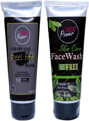 INDO POWER Aa100- CHARCOAL PEEL OFF MASK 100g. + SKIN CARE FACE WASH 100g.(200 g)