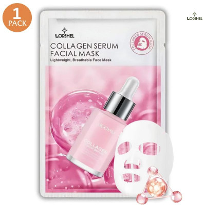 LORSHEL Collagen Face Mask Bio Collagen Face Sheet Mask for Skin Elasticity and Firmness(25 ml)