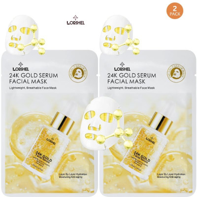 LORSHEL 24 k Gold Face Mask 24 k Gold Face Mask Sheet Firm Elasticity(50 ml)