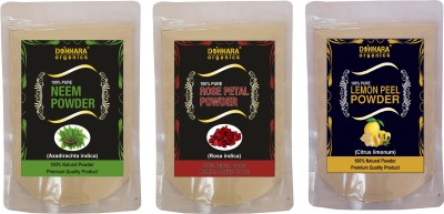 Donnara Organics Neem Powder, Rose Petal Powder & Lemon Peel Powder(450 g)