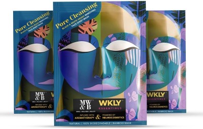 MW&B Facial Pore Mask Sheet for Face Cleansing Glowing Skin Men and Women Pack of 3(75 ml)