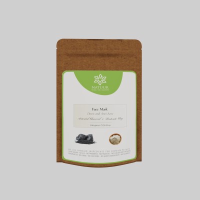 NATUUR Activated Charcoal & Bentonite Clay Face Mask 100g - Detox and Anti Acne(100 g)