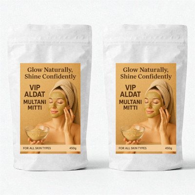 VIP ALDAT Multani Mitti Glow Herbal Fresh Brightness Skin Radiance Pack 2 (2×450g)(900 g)