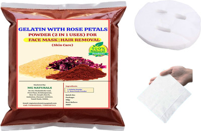 MGBN Gelatin with Rose Petals Powder (2 in 1 Uses) for Face Mask/Hair removal (Skin Care) 25 GM(25 g)