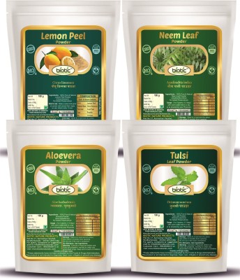 biotic Lemon Peel, Neem Leaf, Aloevera and Tulsi Leaf Powder For Face Pack - Combo 100g each(400 g)