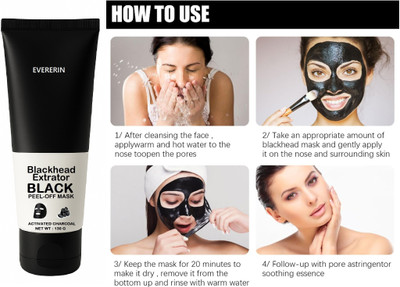 EVERERIN Bamboo Charcoal Peel Off Face Mask, Blackhead Remover Mask for Men(130 ml)