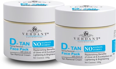 Verdant Natural Care D Tan Face Pack |Tan removal Cream| De-Tan Face Pack (2X100ml) Combo Pack(200 ml)