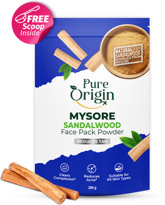 Pure Origin Mysore Sandalwood Face Pack Powder | Removes Tan| Deep Exfoliation(200 g)