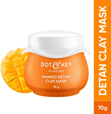 Dot & Key Mango Detan Clay Mask for New-age 'ubtan' to visibly reduce tan,Fades Dark Spots(70 g)