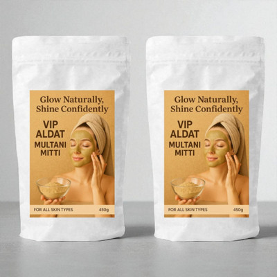 VIP ALDAT Multani Mitti Organic Glow Herbal Bright Radiance Face Skin Pack 2 (2×450g)(900 g)
