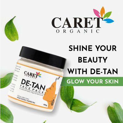 Caret Organic De-Tan Face Pack With Kaolin, Yogurt & Niacinamide - Vegan & Paraben Free - 100G(100 g)