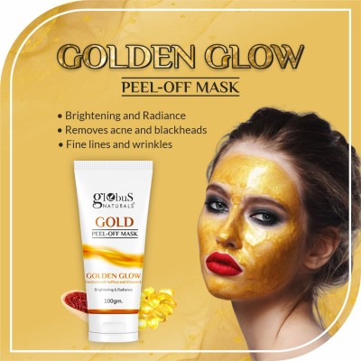 Globus Naturals Gold Peel Off Mask, For Blackhead Removal, Skin Lightening & Brightening Formula(100 g)