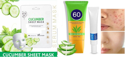 AFARAXIA best Sunscreen SPF60 Ultimate Sun Protection and Sheet Mask & acnecream(170 g)