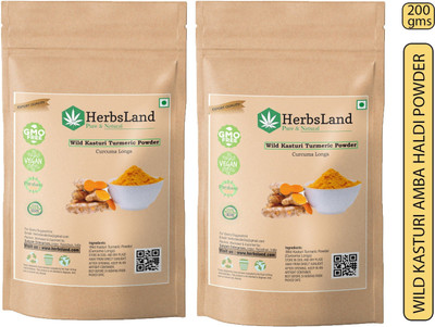 HerbsLand Oragnic Wild Amba Haldi Kasturi Turmeric Powder For Face Pack(200 g)