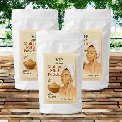 VIP ALDAT Glow Secret Multani Mitti 3 Pack – Herbal Brightness and Skin Freshness(450 g)