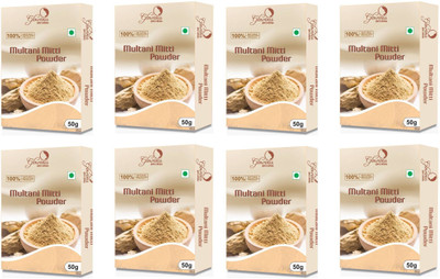 glowious Pack of 8 Multani mitti Powder face pack/mask For Skin, (50x8g)(400 g)