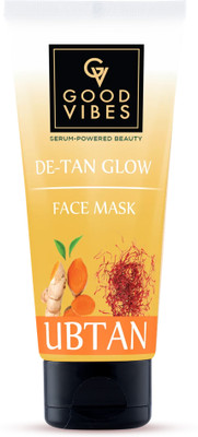 GOOD VIBES Ubtan De-Tan Glow Face Mask | Skin Brightening, Exfoliating, Glow-Boosting(80 g)