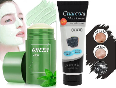 HUZURLU Purifying Clay Mud Solid Stick Green Tea Mask Face Wash WITH charcoal tube(170 ml)