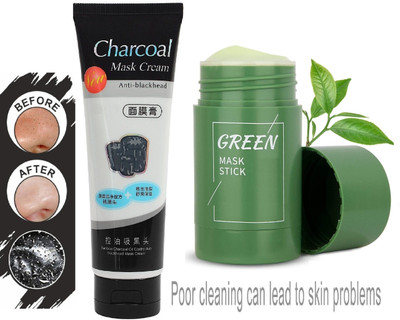 tanvi27 Green Tea Clay Stick & Face Anti Blackhead Remover Charcoal Face Mask Cream Set(170 g)