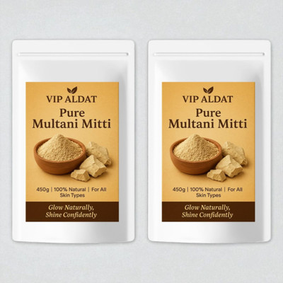 VIP ALDAT Pure Multani Mitti Herbal Clear Radiance Powder (450g × 2 = 900g)(900 g)