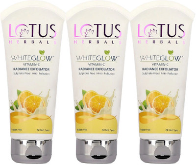 LOTUS HERBALS WhiteGlow Vitamin-C Radiance Exfoliator ( Pack of 3 ) ( 100gm * 3 )(300 g)