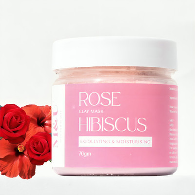 M and U Rose Hibiscus Moisturizing Clay Mask For Instant Pink Glow & Bright Look(70 g)