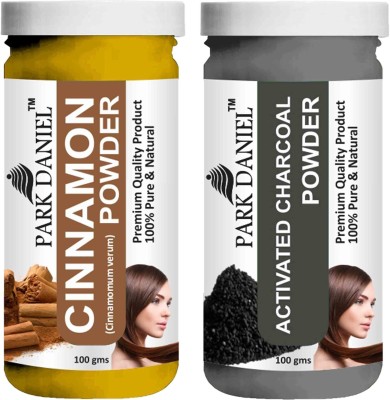 PARK DANIEL Premium Cinnamon Powder & Activated Charcoal Powder Combo Pack of 2 Bottles of 100 gm (200 gm )(200 g)