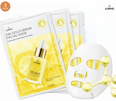 LORSHEL 24 k Gold Face Mask Facial Mask Sheet Reduce Sagging(75 ml)