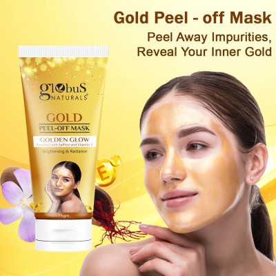 Globus Naturals Gold Peel Off Mask For Golden Glow, Enriched with Saffron & Vitamin-E, 75gm(75 g)