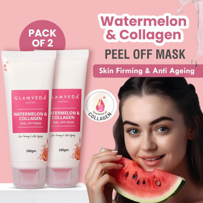 GLAMVEDA Watermelon & Collagen Skin Firming & Anti Ageing Peel off Mask ( Pack Of 2 )(200 g)