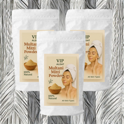 VIP ALDAT Organic Secret Multani Mitti 3 Pack – Herbal Skin Brightness and Detox Formula(450 g)