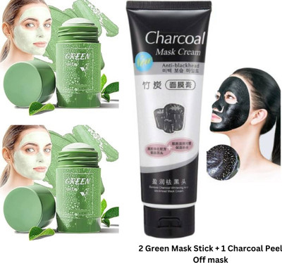 SIYDHA Green Tea Herbal Mask Stick For Blackheads Remover {2pc} With Charcoal Face Mask(200 g)