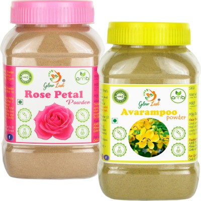 Glow Lush Natural Rose and Avarampoo Powder for Face Pack (150gm Each)(300 g)