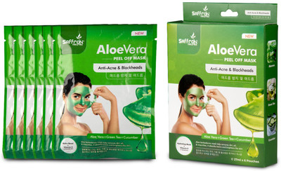 Saffron Naturals Aloevera and Green Tea with Cucumber peel off mask 6 in 1 each(25 ml)