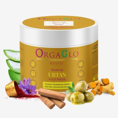 orgaglo Natural Ubtan Face Mask with Turmeric, Sandalwood & Saffron for Glowing Skin(100 g)