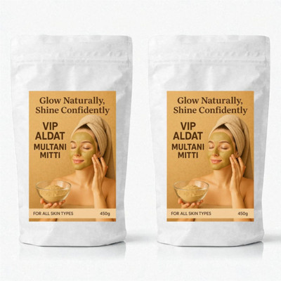 VIP ALDAT Multani Mitti Herbal Pure Glow Natural Radiance Skin Bright Pack 2 (2×450g)(900 g)