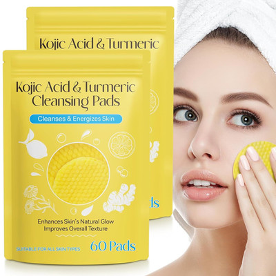 VRINDAVANESVARI Turmeric Cleansing Pads with Vitamin B5, Vitamin C, Sugar for Face(60 g)