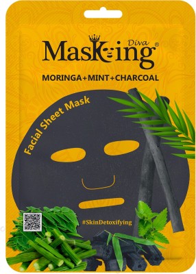 MasKing Diva Moringa, Mint & Charcoal Facial Sheet Mask Pack Of 1(25 ml)