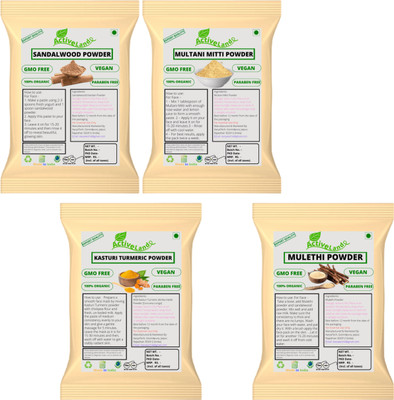 Activeland Sandalwood Face pack Multani powder Turmeric powder Mulethi powder50gm each(200 g)