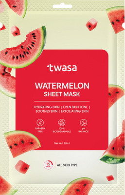 Twasa Watermelon Sheet Mask For Soft, Smooth and Supple Skin | Hydrating Sheet Mask(20 ml)