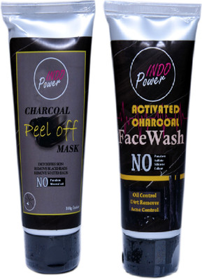 INDO POWER Aa88- CHARCOAL PEEL OFF MASK 100g. + ACTIVATED CHARCOAL FACEWASH 100g.(200 g)