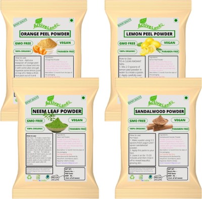 Activeland Orange Peel, Lemon Peel, Neem Leaf & Sandalwood Powder (75g Each)(300 g)