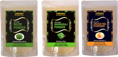 Donnara Organics Neem Powder, Bhringraj Powder & Orange Peel Powder(450 g)