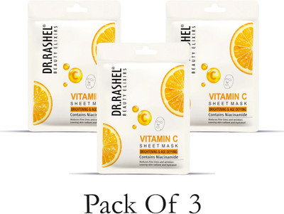 Dr. Rashel VITAMIN C SHEET MASK WITH SERUM CONTAINS NIACINAMIDE WHICH HELPS IN BRIGHTENING & AGE DEFYING(60 ml)