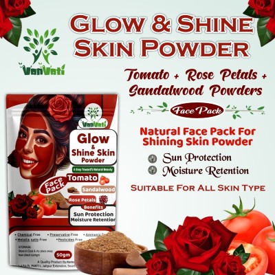 Vanvati Glow & Shine Skin Powder - Tomato, Sandalwood, and Rose Petals(50 g)