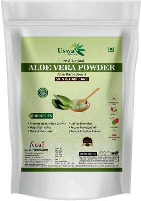 Uswa Ayurvedic Pure Aloe Vera Powder | Aloe Barbadenis | Keeps Hair hydrated(200 g)