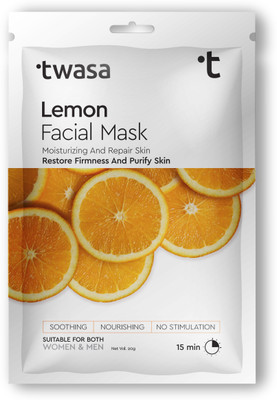 Twasa Lemon Face Sheet Mask For Moisturizing & Repair For All Skin(20 g)